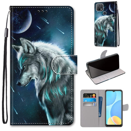Coloured Drawing Cross Texture Horizontal Flip PU Leather Case with Holder & Card Slots & Wallet & Lanyard, For OPPO A15 / A15s