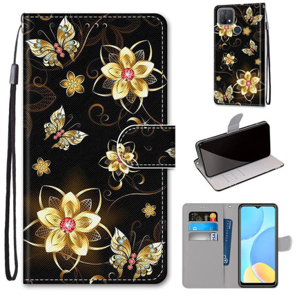 Coloured Drawing Cross Texture Horizontal Flip PU Leather Case with Holder & Card Slots & Wallet & Lanyard, For OPPO A15 / A15s