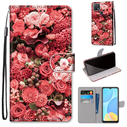 Coloured Drawing Cross Texture Horizontal Flip PU Leather Case with Holder & Card Slots & Wallet & Lanyard, For OPPO A15 / A15s