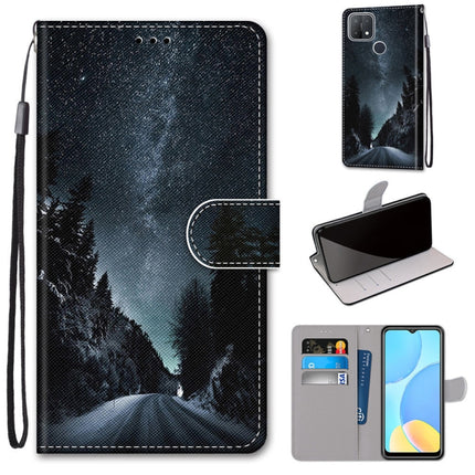 Coloured Drawing Cross Texture Horizontal Flip PU Leather Case with Holder & Card Slots & Wallet & Lanyard, For OPPO A15 / A15s