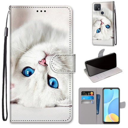 Coloured Drawing Cross Texture Horizontal Flip PU Leather Case with Holder & Card Slots & Wallet & Lanyard, For OPPO A15 / A15s