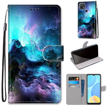 Coloured Drawing Cross Texture Horizontal Flip PU Leather Case with Holder & Card Slots & Wallet & Lanyard, For OPPO A15 / A15s