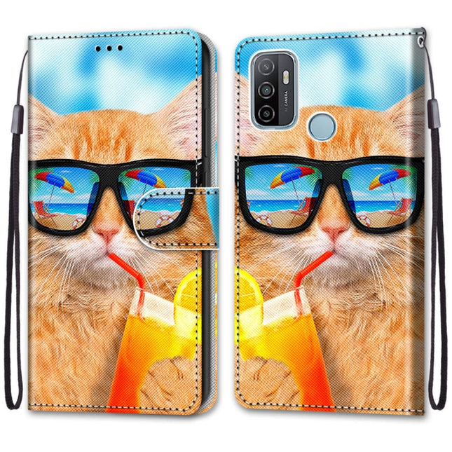 Coloured Drawing Cross Texture Horizontal Flip PU Leather Case with Holder & Card Slots & Wallet & Lanyard, For OPPO A53 4G(2020) / A53s / A32 / A33 (2020)