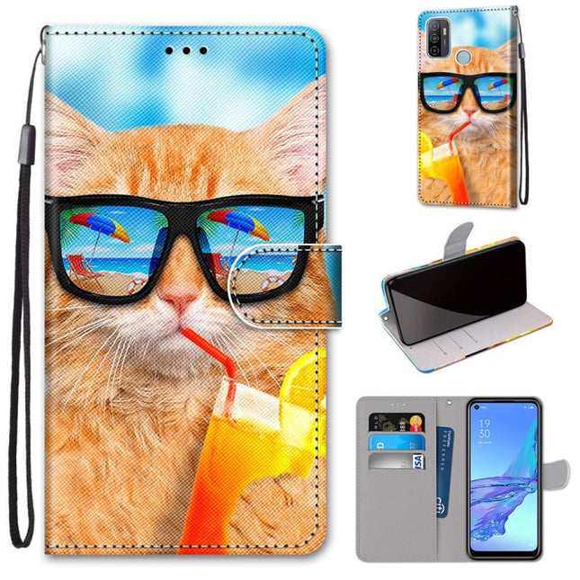 Coloured Drawing Cross Texture Horizontal Flip PU Leather Case with Holder & Card Slots & Wallet & Lanyard, For OPPO A53 4G(2020) / A53s / A32 / A33 (2020)