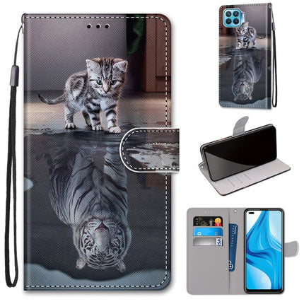 Coloured Drawing Cross Texture Horizontal Flip PU Leather Case with Holder & Card Slots & Wallet & Lanyard, For OPPO F17 Pro / A93 4G / Reno4 Lite / Reno4 F