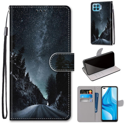 Coloured Drawing Cross Texture Horizontal Flip PU Leather Case with Holder & Card Slots & Wallet & Lanyard, For OPPO F17 Pro / A93 4G / Reno4 Lite / Reno4 F