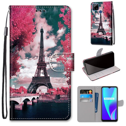 Coloured Drawing Cross Texture Horizontal Flip PU Leather Case with Holder & Card Slots & Wallet & Lanyard, For OPPO Realme C15 / C12 / C25 / 7i (Global) / Narzo 20 / 30A