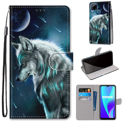 Coloured Drawing Cross Texture Horizontal Flip PU Leather Case with Holder & Card Slots & Wallet & Lanyard, For OPPO Realme C15 / C12 / C25 / 7i (Global) / Narzo 20 / 30A