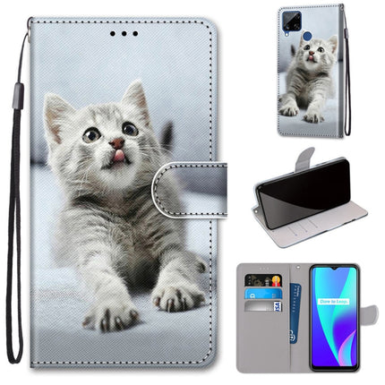 Coloured Drawing Cross Texture Horizontal Flip PU Leather Case with Holder & Card Slots & Wallet & Lanyard, For OPPO Realme C15 / C12 / C25 / 7i (Global) / Narzo 20 / 30A