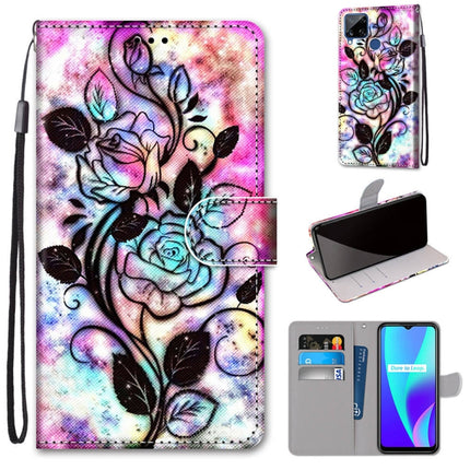Coloured Drawing Cross Texture Horizontal Flip PU Leather Case with Holder & Card Slots & Wallet & Lanyard, For OPPO Realme C15 / C12 / C25 / 7i (Global) / Narzo 20 / 30A