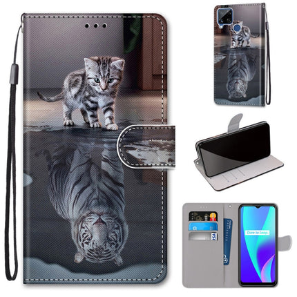 Coloured Drawing Cross Texture Horizontal Flip PU Leather Case with Holder & Card Slots & Wallet & Lanyard, For OPPO Realme C15 / C12 / C25 / 7i (Global) / Narzo 20 / 30A