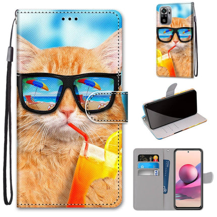 Coloured Drawing Cross Texture Horizontal Flip PU Leather Case with Holder & Card Slots & Wallet & Lanyard, For Xiaomi Redmi Note 10 4G / Note 10s