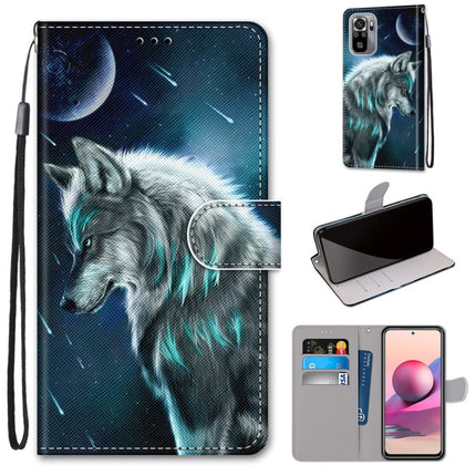 Coloured Drawing Cross Texture Horizontal Flip PU Leather Case with Holder & Card Slots & Wallet & Lanyard, For Xiaomi Redmi Note 10 4G / Note 10s