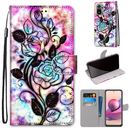Coloured Drawing Cross Texture Horizontal Flip PU Leather Case with Holder & Card Slots & Wallet & Lanyard, For Xiaomi Redmi Note 10 4G / Note 10s