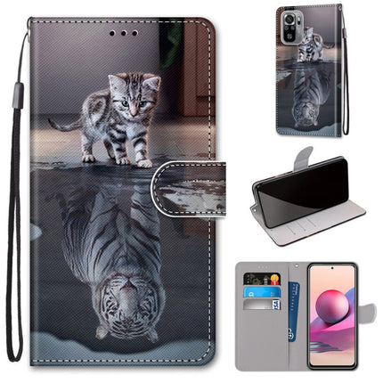 Coloured Drawing Cross Texture Horizontal Flip PU Leather Case with Holder & Card Slots & Wallet & Lanyard, For Xiaomi Redmi Note 10 4G / Note 10s