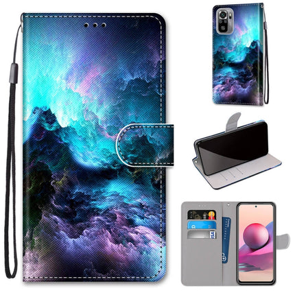 Coloured Drawing Cross Texture Horizontal Flip PU Leather Case with Holder & Card Slots & Wallet & Lanyard, For Xiaomi Redmi Note 10 4G / Note 10s