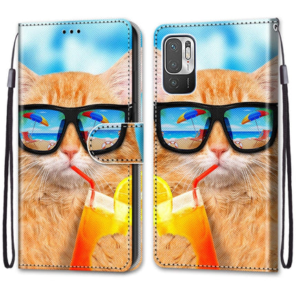 Coloured Drawing Cross Texture Horizontal Flip PU Leather Case with Holder & Card Slots & Wallet & Lanyard, For Xiaomi Redmi Note 10 5G
