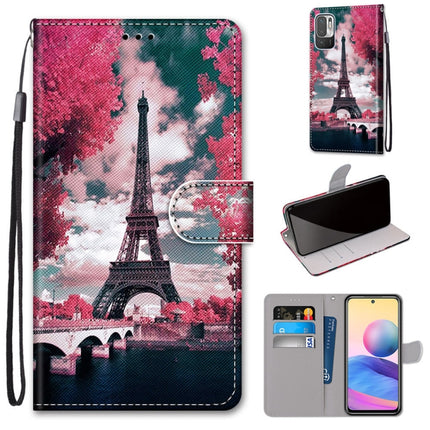 Coloured Drawing Cross Texture Horizontal Flip PU Leather Case with Holder & Card Slots & Wallet & Lanyard, For Xiaomi Redmi Note 10 5G