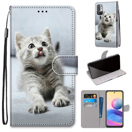 Coloured Drawing Cross Texture Horizontal Flip PU Leather Case with Holder & Card Slots & Wallet & Lanyard, For Xiaomi Redmi Note 10 5G