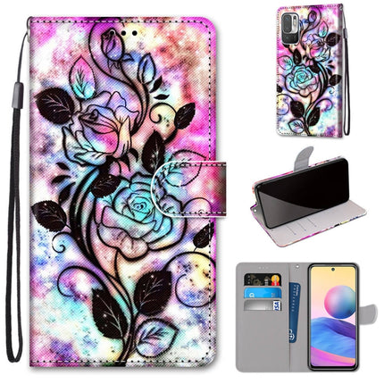 Coloured Drawing Cross Texture Horizontal Flip PU Leather Case with Holder & Card Slots & Wallet & Lanyard, For Xiaomi Redmi Note 10 5G