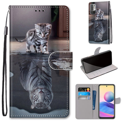 Coloured Drawing Cross Texture Horizontal Flip PU Leather Case with Holder & Card Slots & Wallet & Lanyard, For Xiaomi Redmi Note 10 5G