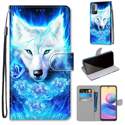 Coloured Drawing Cross Texture Horizontal Flip PU Leather Case with Holder & Card Slots & Wallet & Lanyard, For Xiaomi Redmi Note 10 5G