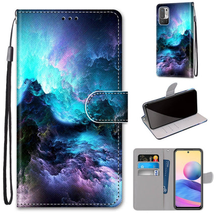 Coloured Drawing Cross Texture Horizontal Flip PU Leather Case with Holder & Card Slots & Wallet & Lanyard, For Xiaomi Redmi Note 10 5G