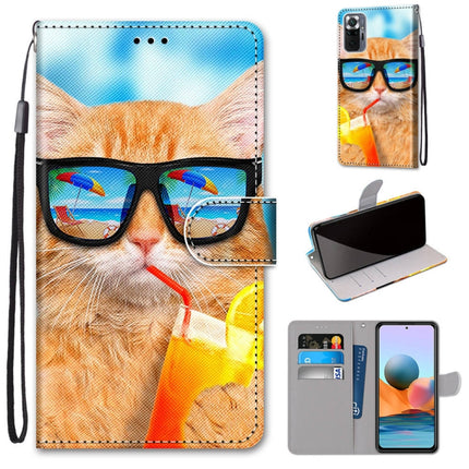 Coloured Drawing Cross Texture Horizontal Flip PU Leather Case with Holder & Card Slots & Wallet & Lanyard, For Xiaomi Redmi Note 10 Pro Max / Note 10 Pro