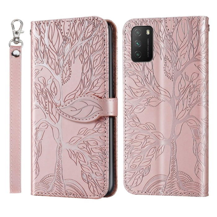 Life of Tree Embossing Pattern Horizontal Flip Leather Case with Holder & Card Slot & Wallet & Photo Frame & Lanyard, For Xiaomi Poco M3