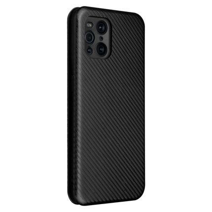 Carbon Fiber Texture Magnetic Horizontal Flip TPU + PC + PU Leather Case with Card Slot, For Oppo Find X3 / X3 Pro