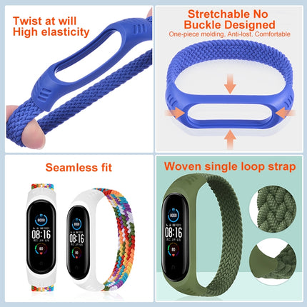 For Xiaomi Mi Band 6 / 5 / 4 / 3 / 2 Universal Silicone Elasticity Weave Replacement Strap Watchband, M 160mm, L 170mm