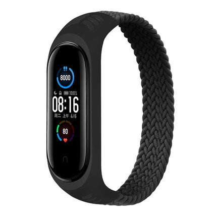 For Xiaomi Mi Band 6 / 5 / 4 / 3 / 2 Universal Silicone Elasticity Weave Replacement Strap Watchband, M 160mm, L 170mm