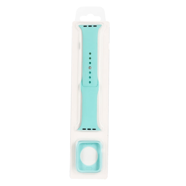 Silicone Replacement Strap Watchband + Watch Protective Case Set, For Apple Watch Series 9 / 8 / 7 41mm