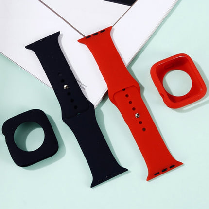 Silicone Replacement Strap Watchband + Watch Protective Case Set, For Apple Watch Series 9 / 8 / 7 45mm