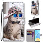 For OPPO A15 / A15s / Slant Hat Blue Mirror Cat