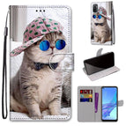 For OPPO A53 4G(2020) / A53s / A32 / A33 (2020) / Slant Hat Blue Mirror Cat