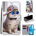 For OPPO F17 Pro / A93 4G / Reno4 Lite / Reno4 F / Slant Hat Blue Mirror Cat