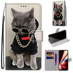 For OPPO Realme 5 / 5s / 5i / C3 / C3i / 6i / Narzo10 / 10A / 20A / Golden Chain Grey Cat