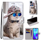 For OPPO Realme C15 / C12 / C25 / 7i (Global) / Narzo 20 / 30A / Slant Hat Blue Mirror Cat