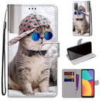 For Alcatel 3L 2021 / Slant Hat Blue Mirror Cat