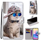 For Xiaomi Redmi Note 10 5G / Slant Hat Blue Mirror Cat