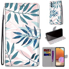 For Samsung Galaxy A32 4G / A32 Lite / Pink Green Leaf