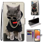 For Samsung Galaxy A32 4G / A32 Lite / Golden Chain Grey Cat