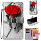 For Samsung Galaxy A32 4G / A32 Lite / Wood Red Rose