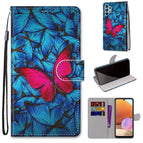 For Samsung Galaxy A32 4G / A32 Lite / Blue Red Butterfly