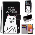 For Samsung Galaxy A32 4G / A32 Lite / Middle Finger White Cat