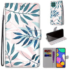 For Samsung Galaxy F62 / M62 / Pink Green Leaf