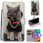 For Samsung Galaxy F62 / M62 / Golden Chain Grey Cat
