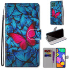 For Samsung Galaxy F62 / M62 / Blue Red Butterfly