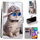 For Samsung Galaxy F62 / M62 / Slant Hat Blue Mirror Cat